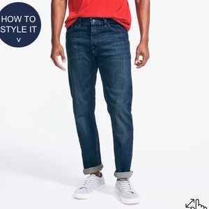Nautica men's straight leg stretch dark wash jeans